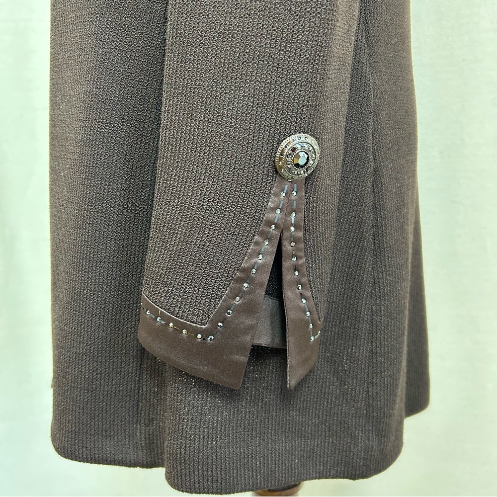 St. John Evening Classic Brown Wool Blend Knit Blazer Jacket Sz. 10 - Picture 4 of 10